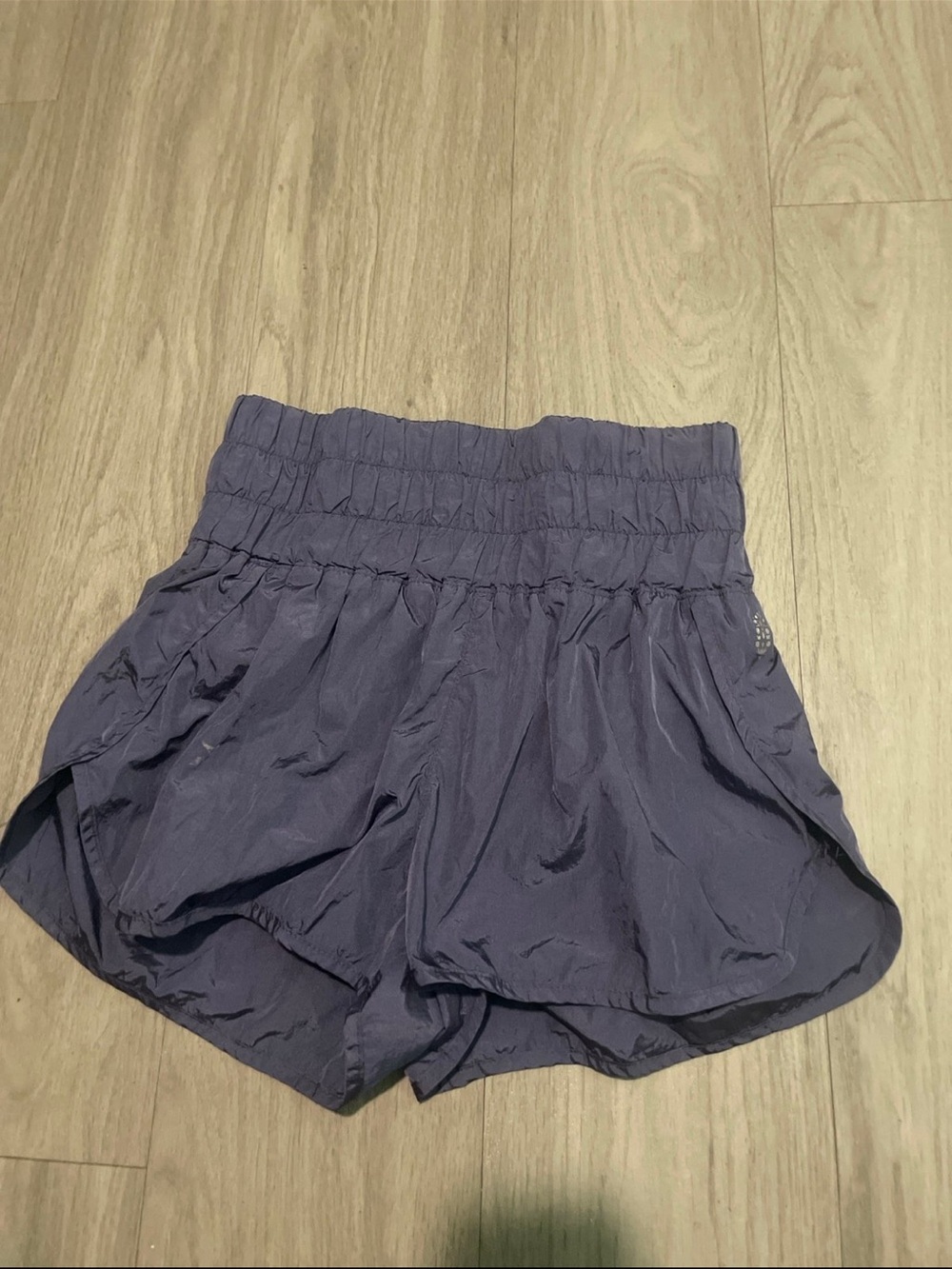 Free People High-Waist Gathered Purple Athletic Shorts